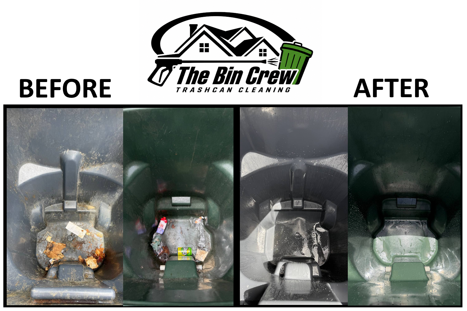 Before and after trash bin cleaning